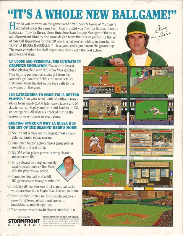 Tony La Russa Baseball 2 — box-2D-back (US)