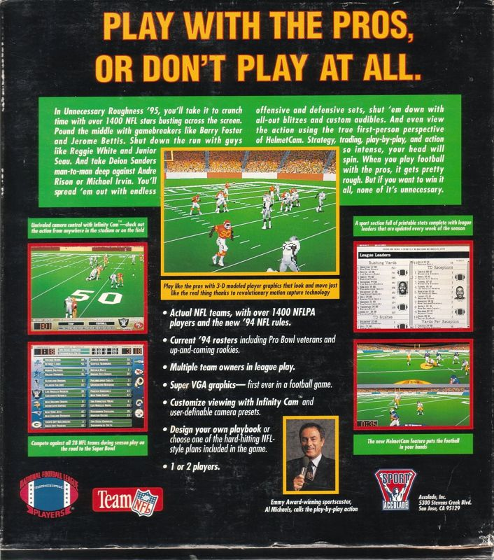 Unnecessary Roughness '95 — box-2D-back (US)