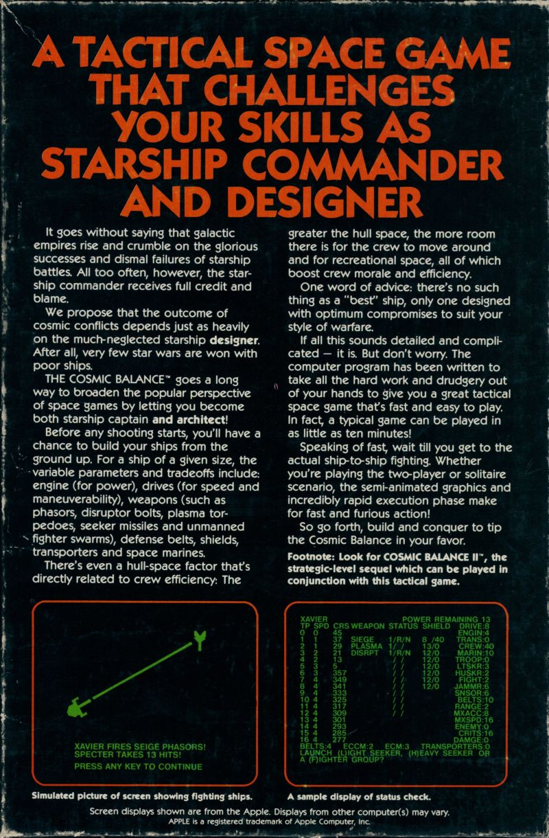 The Cosmic Balance — box-2D-back (US)