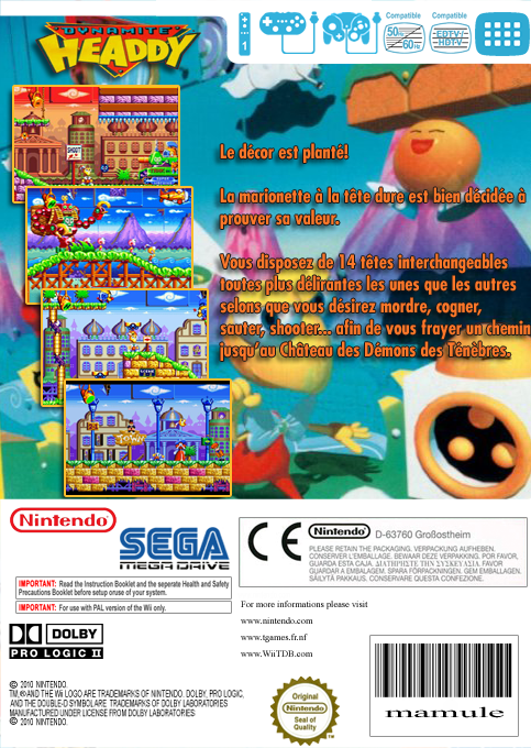 Dynamite Headdy — box-2D-back (FR)