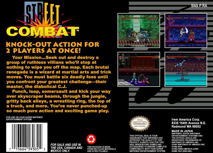Street Combat — box-2D-back (US)