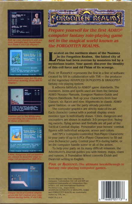 Pool Of Radiance — box-2D-back (US)