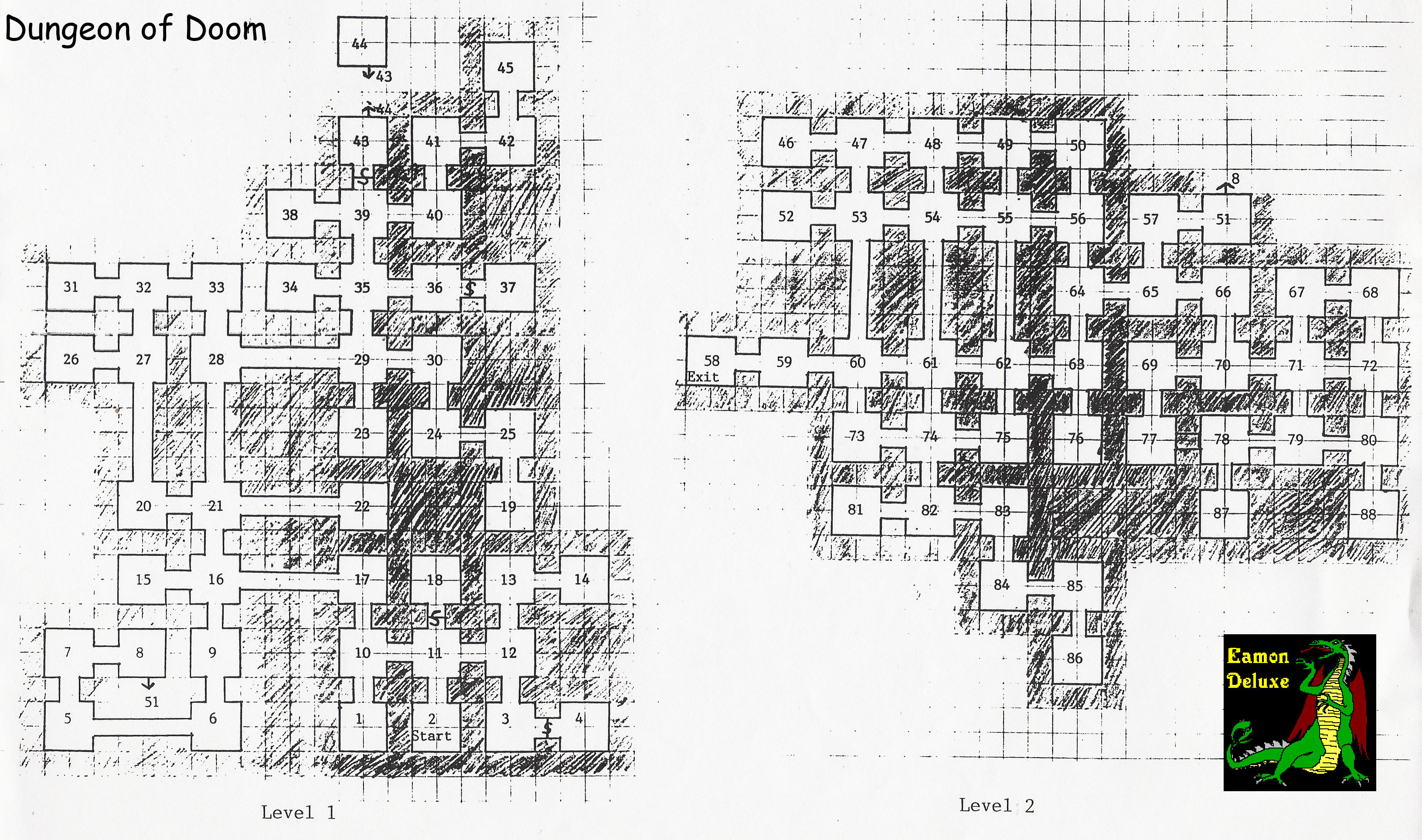 Eamon 117 - Dungeon of Doom — maps