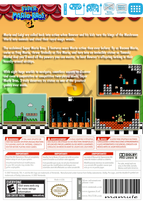 Super Mario Bros. 3 — box-2D-back (US)