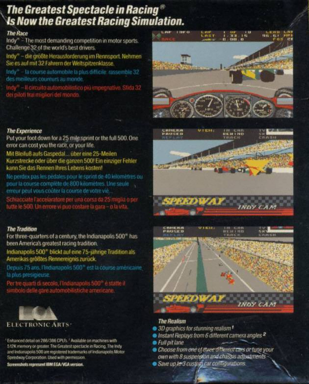 Indianapolis 500 - The Simulation — box-2D-back (WOR)
