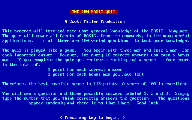 Ibm Basic Quiz, The box art