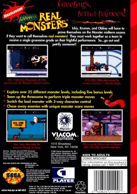 Aaahh!!! Real Monsters — box-2D-back (US)