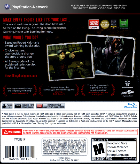 Walking Dead, The - A Telltale Games Series — box-2D-back (US)