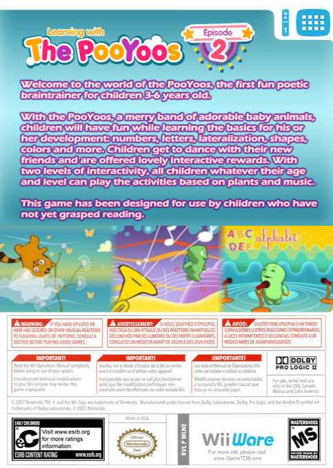 Apprends Avec Les Pooyoos - Episode 2 — box-2D-back (US)