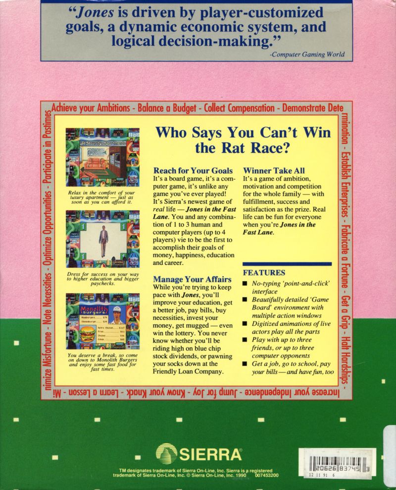 Jones in the Fast Lane: CD-ROM — box-2D-back (US)
