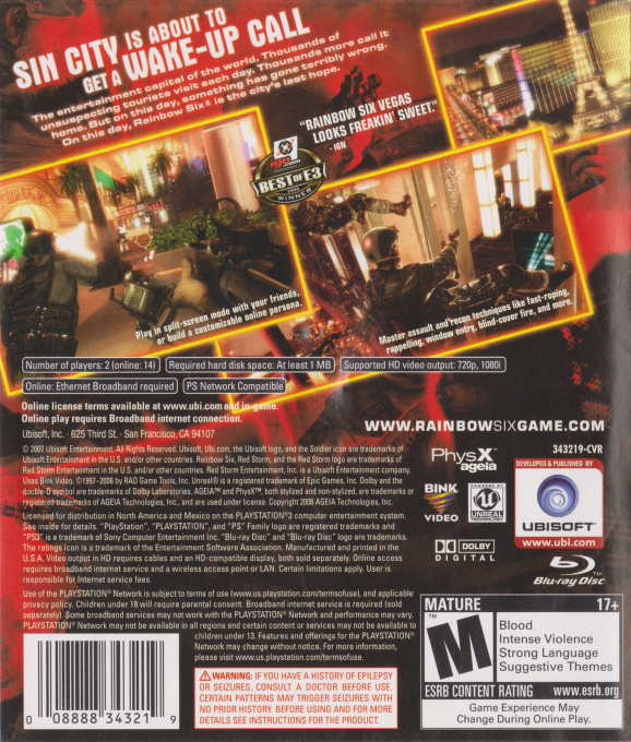 Rainbow Six Vegas — box-2D-back (US)