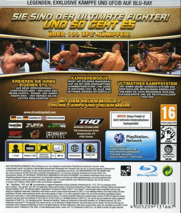 UFC Undisputed 2010 — box-2D-back (DE)