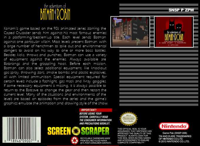 Adventures Of Batman And Robin, The — box-2D-back (SS)