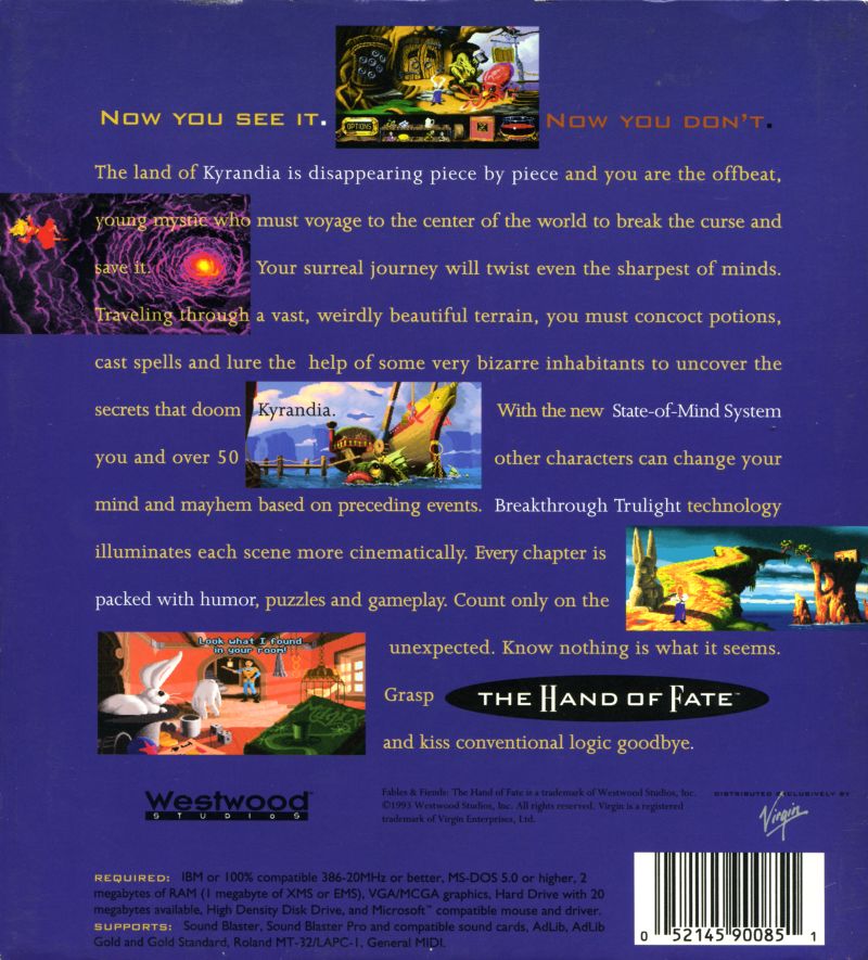 The Legend of Kyrandia: Book Two - The Hand of Fate — box-2D-back (WOR)