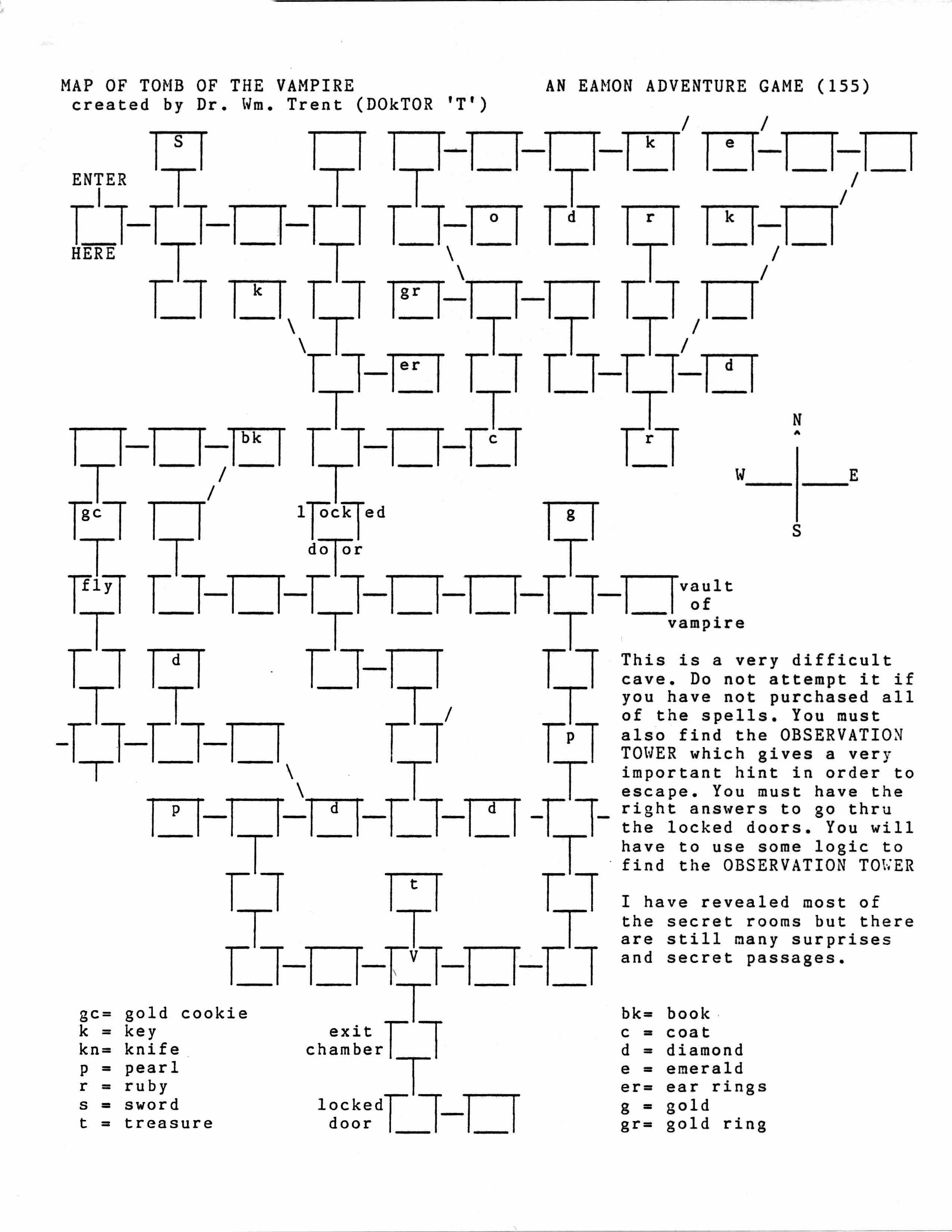 Eamon 155 - Tomb of the Vampire — maps