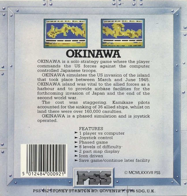 Operation Iceberg : The Battle for Okinawa — box-2D-back (EU)