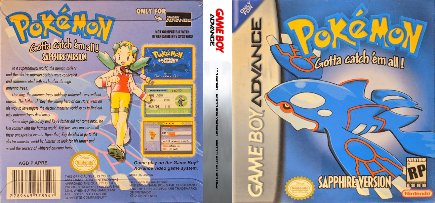 Pokemon - Sapphire Version - Gotta Catch 'em All! — box-texture (US)