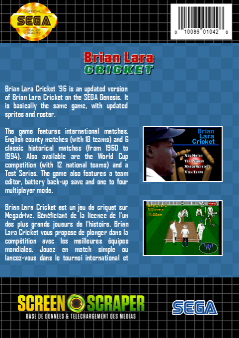 Brian Lara Cricket — box-2D-back (SS)