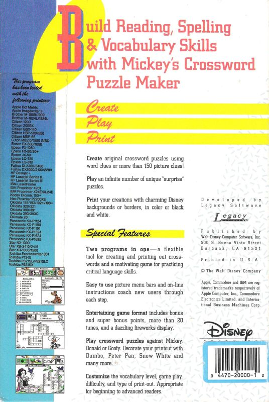 Mickey's Crossword Puzzle Maker — box-2D-back (US)