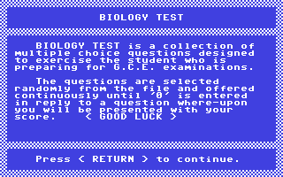 Biology Test - 'o' Level — sstitle (WOR)