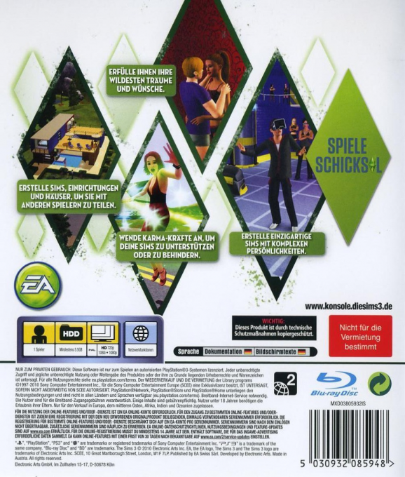 Sims 3, The — box-2D-back (DE)