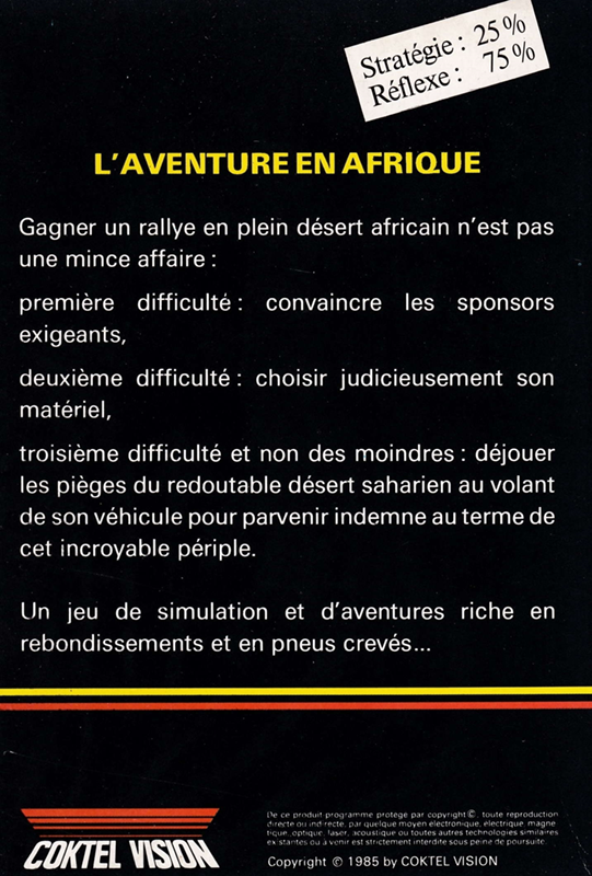 Raid Sur Ténéré — box-2D-back (FR)