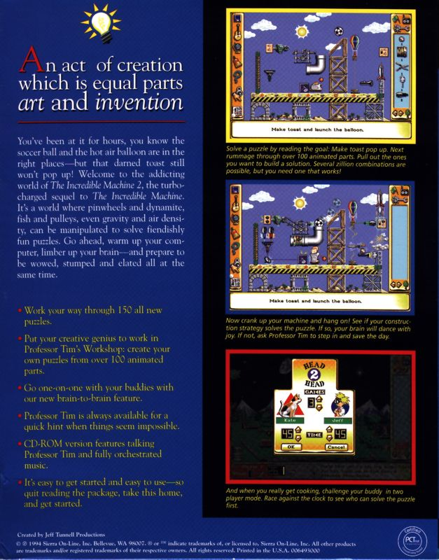 Incredible Machine 2, The — box-2D-back (US)