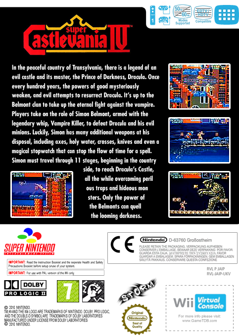 Super Castlevania 4 — box-2D-back (EU)