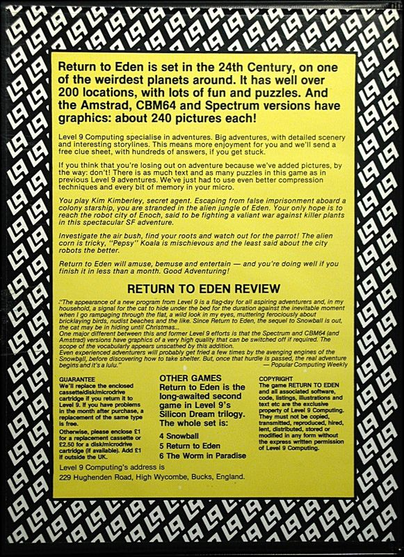 Return To Eden — box-2D-back (EU)