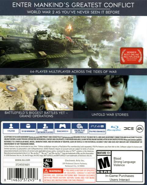 Battlefield 5 — box-2D-back (US)