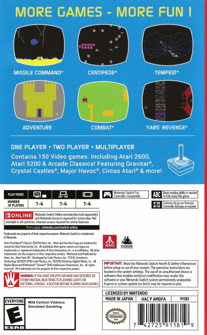 Atari Flashback Classics — box-2D-back (US)