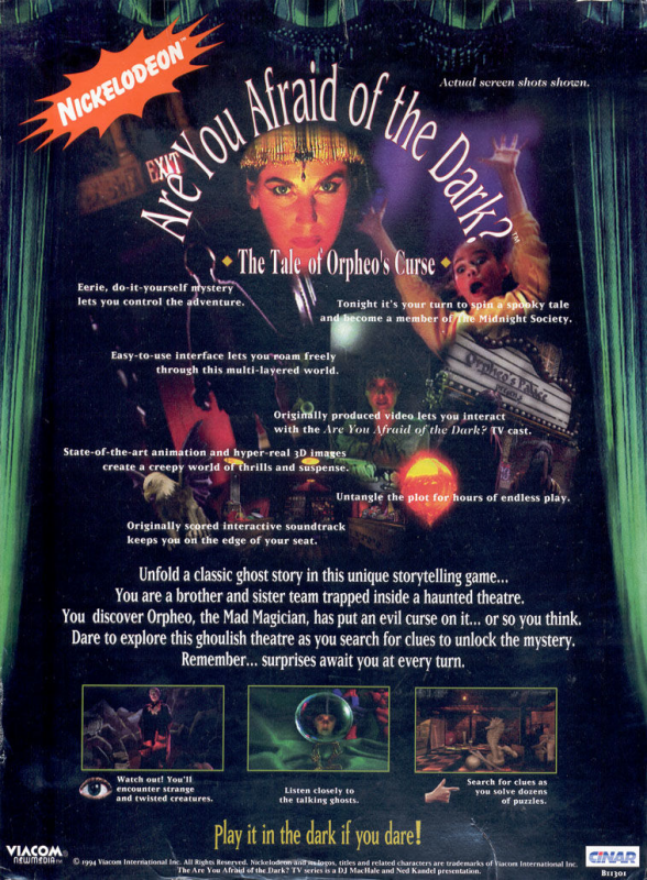 Are You Afraid Of The Dark - The Tale Of Orpheo's Curse — box-2D-back (US)