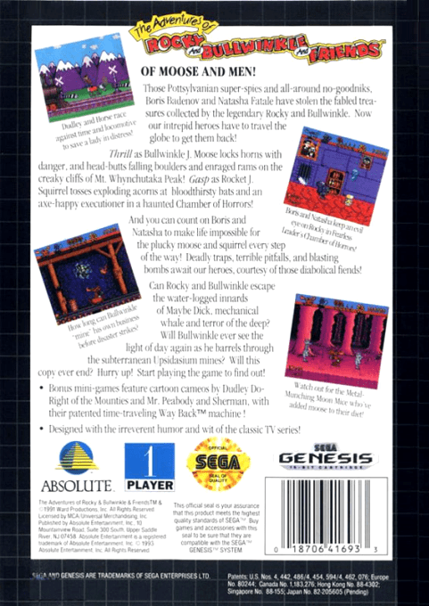 Adventures Of Rocky And Bullwinkle And Friends, The — box-2D-back (US)