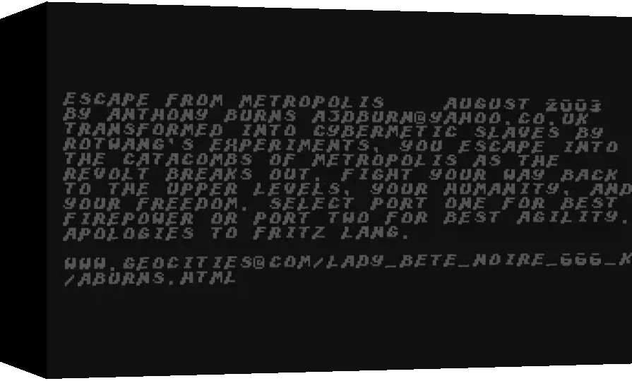 Escape from Metropolis — box-3D (WOR)
