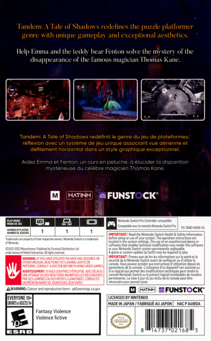 Tandem - A Tale of Shadows Nintendo Switch — box-2D-back (US)