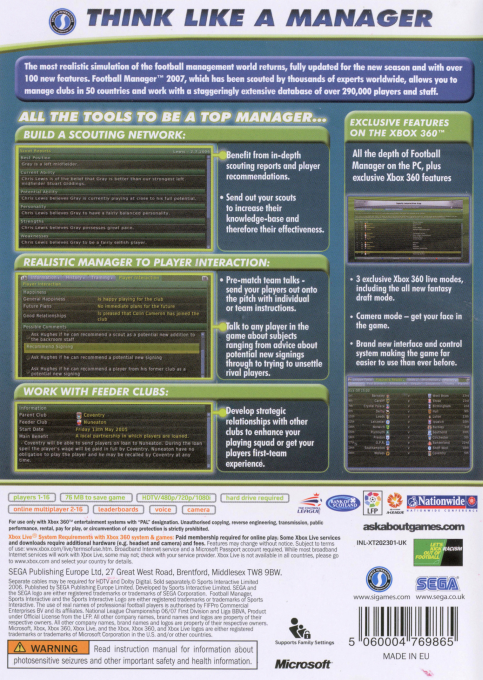 Football Manager 2007 — box-2D-back (UK)