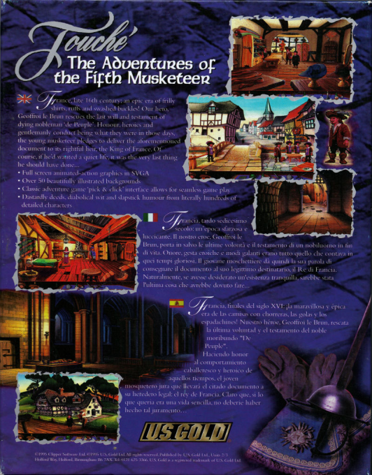 Touché - The Adventures of the Fifth Musketeer — box-2D-back (EU)