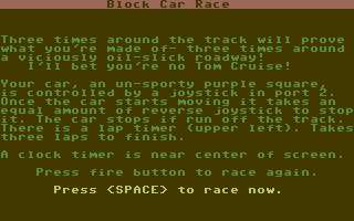 Block Car Race — sstitle (WOR)