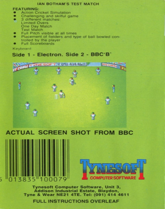 Ian Botham's Test Match — box-2D-back (EU)