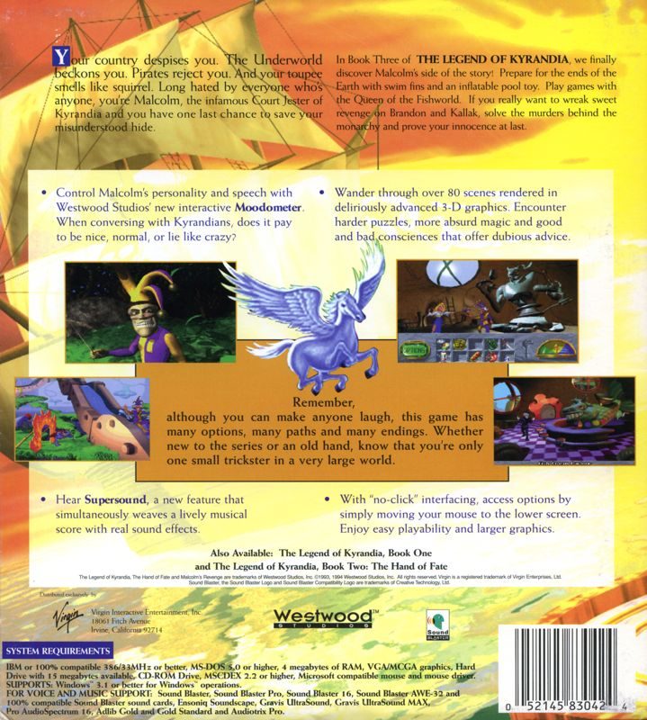 Legend Of Kyrandia, The - Book 3 - Malcolm's Revenge — box-2D-back (US)