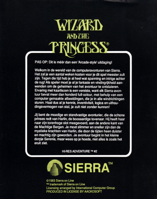 The Wizard and the Princess — box-2D-back (NL)