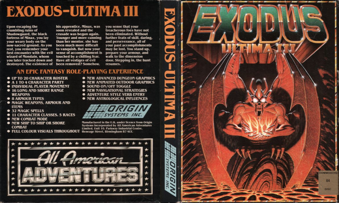 Ultima 3 - Exodus — box-texture (EU)