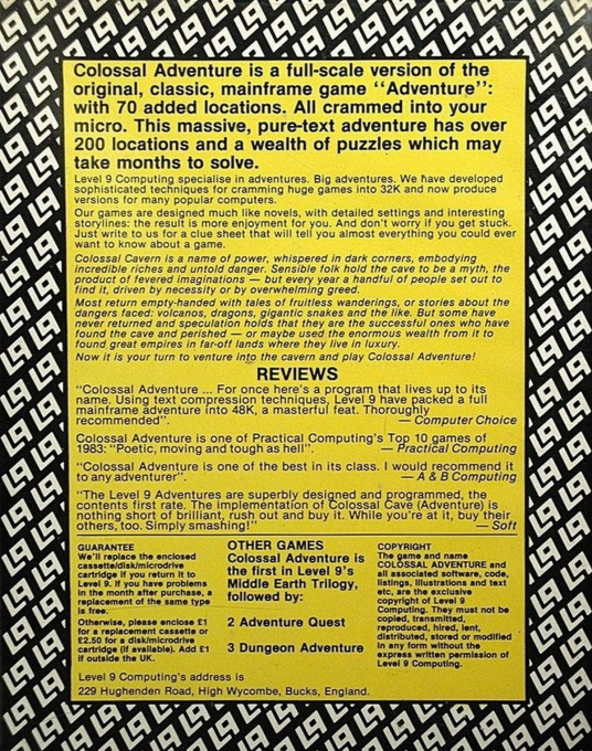 Colossal Adventure — box-2D-back (EU)