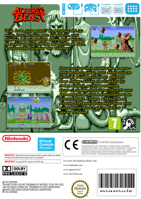 Altered Beast — box-2D-back (FR)