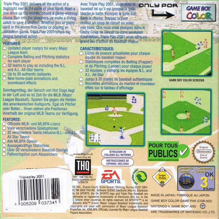 Triple Play 2001 — box-2D-back (EU)