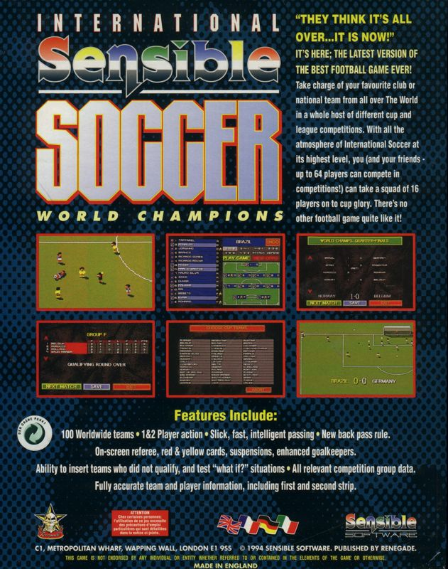 International Sensible Soccer — box-2D-back (EU)