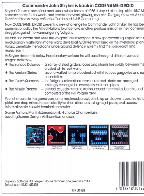Codename: Droid - Stryker's Run part 2 — box-2D-back (WOR)
