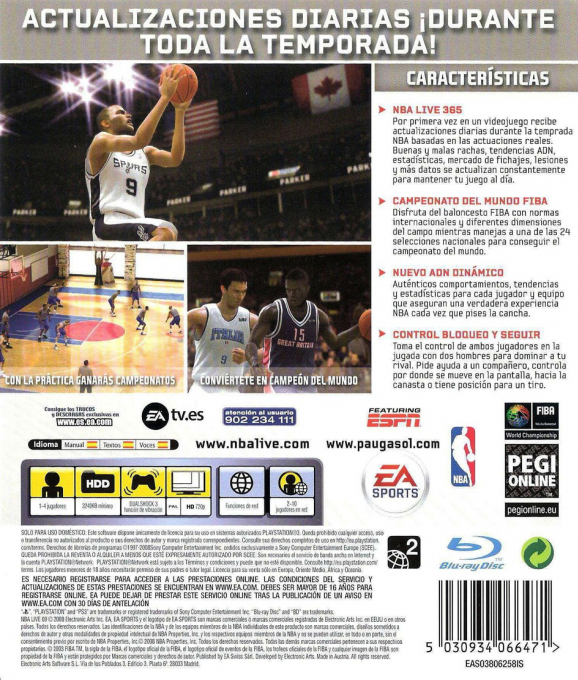NBA Live 09 — box-2D-back (SP)