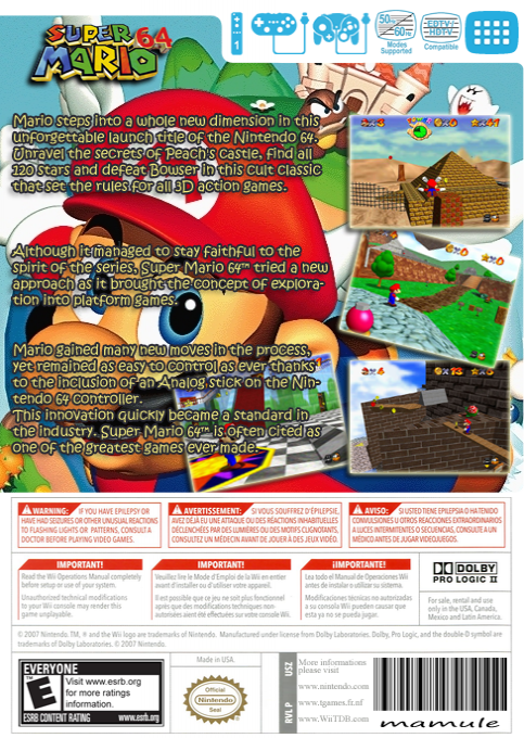 Super Mario 64 — box-2D-back (US)