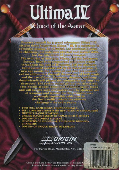 Ultima 4 - Quest Of The Avatar — box-2D-back (US)